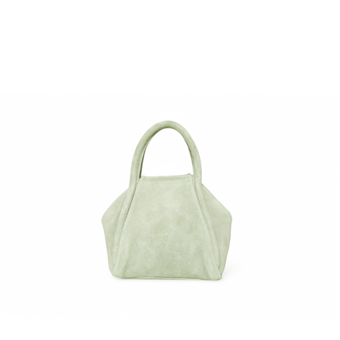 Mini Taya Top Handle Crossbody in Seafoam Italian Leather Backed Suede