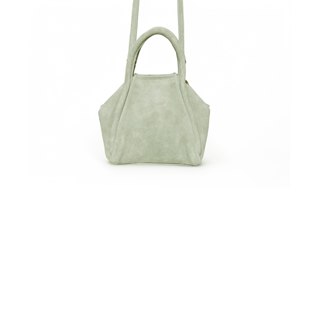 Mini Taya Top Handle Crossbody in Seafoam Italian Leather Backed Suede