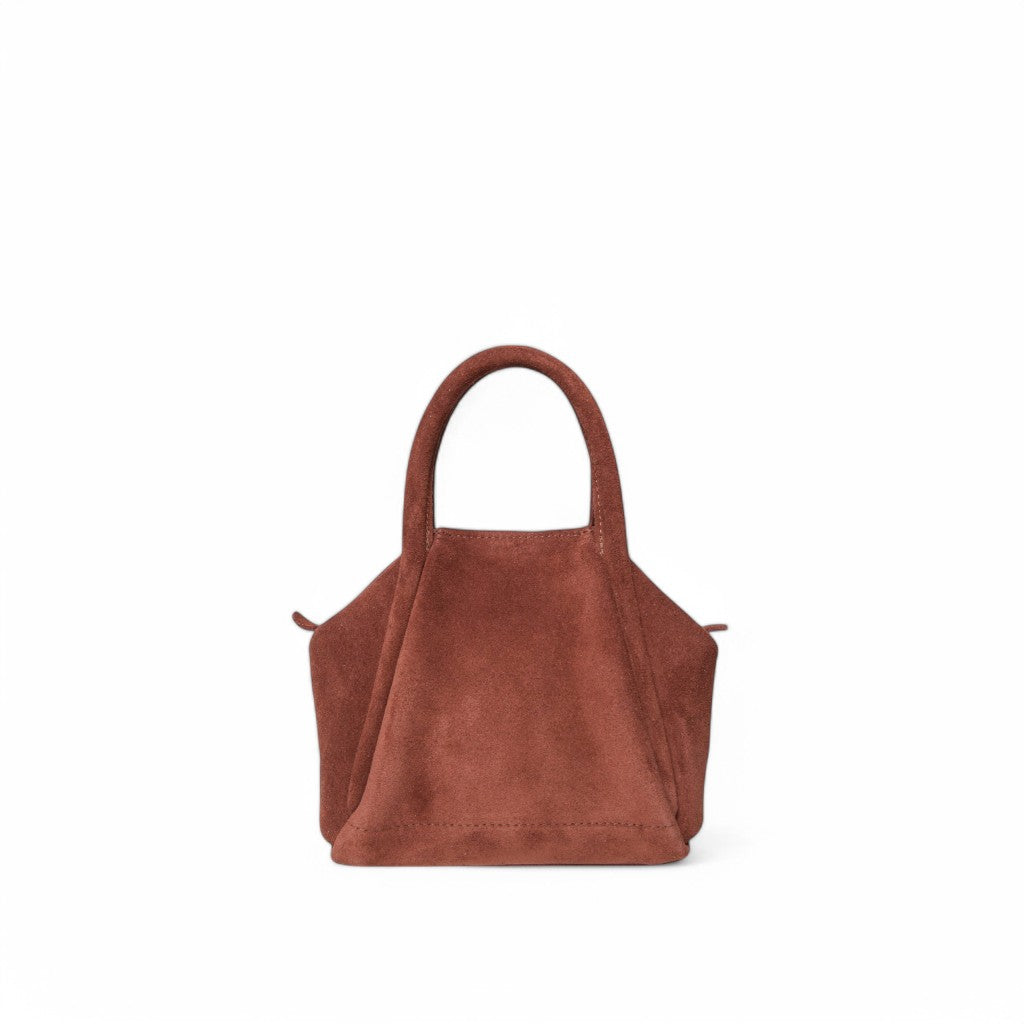 Mini Taya Top Handle Crossbody in Spiced Italian Leather Backed Suede