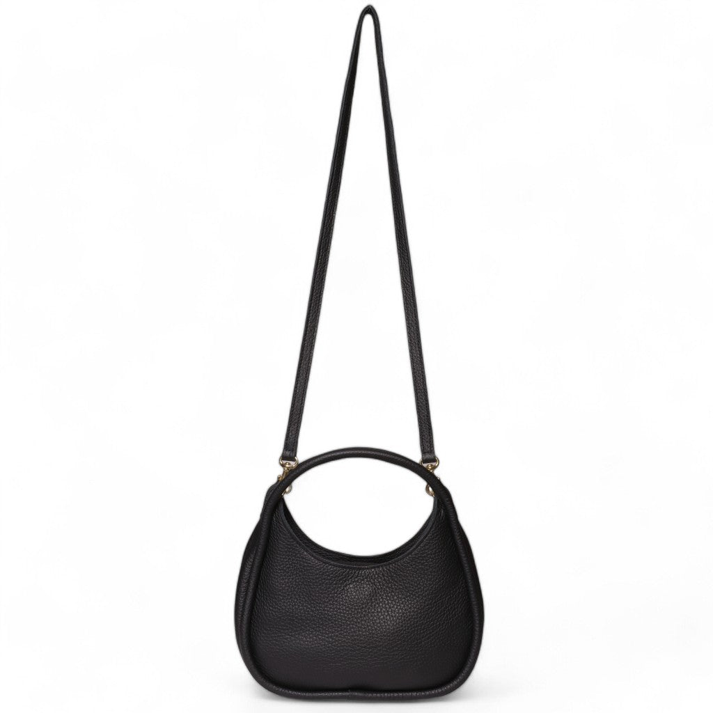 Emilia Top Handle Crossbody in Black Italian Buffalo Cowhide