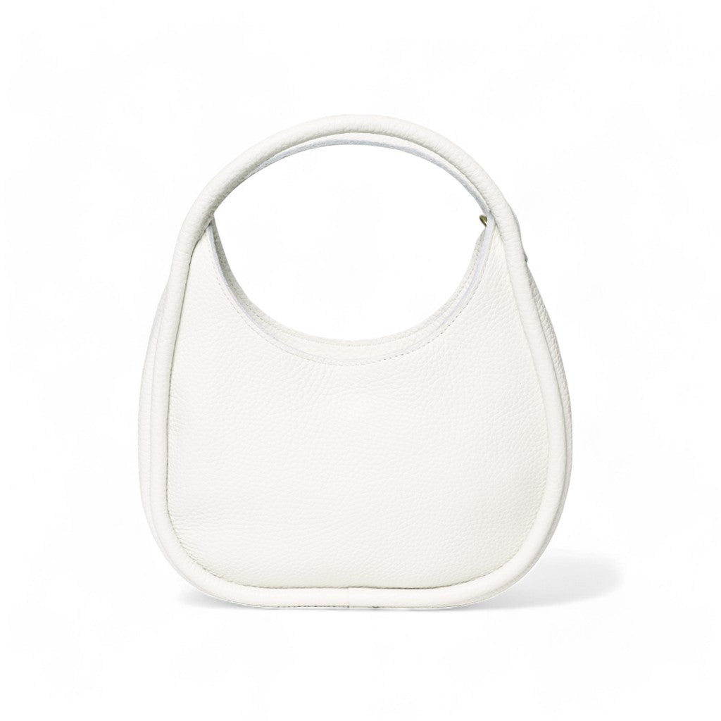 Emilia Top Handle Crossbody in White Italian Buffalo Cowhide