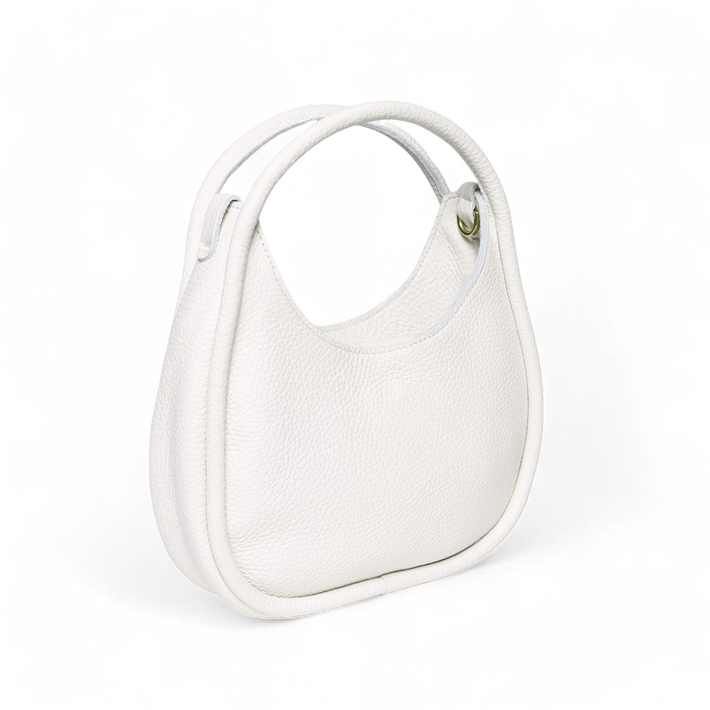 Emilia Top Handle Crossbody in White Italian Buffalo Cowhide