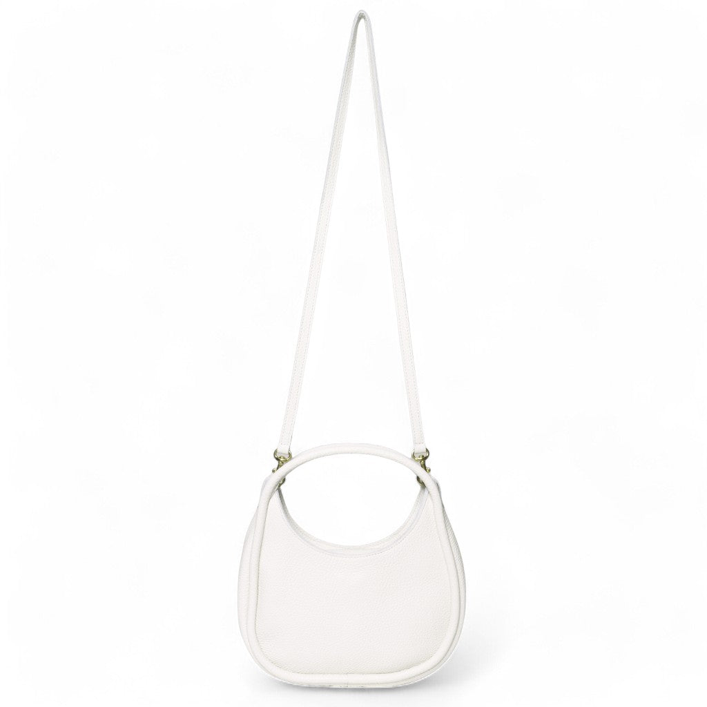 Emilia Top Handle Crossbody in White Italian Buffalo Cowhide