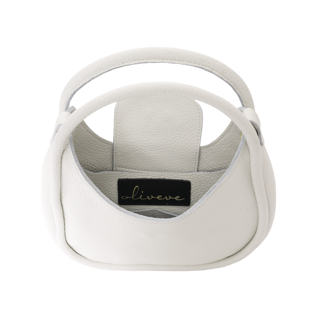 Emilia Top Handle Crossbody in White Italian Buffalo Cowhide