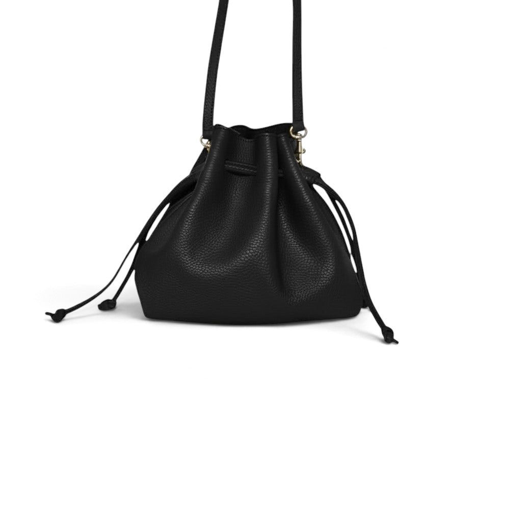 Mini Aurelia Drawstring in Black Italian Buffalo Cowhide