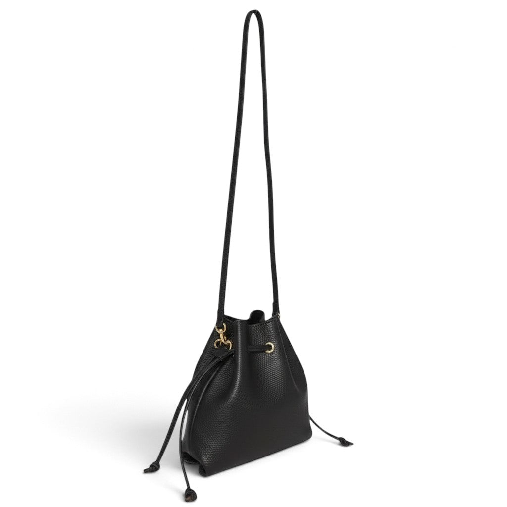 Mini Aurelia Drawstring in Black Italian Buffalo Cowhide