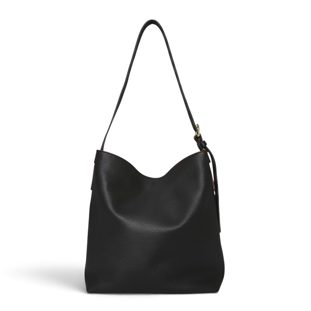 Gabriella Shoulder Bag in Black Italian Buffalo Cowhide