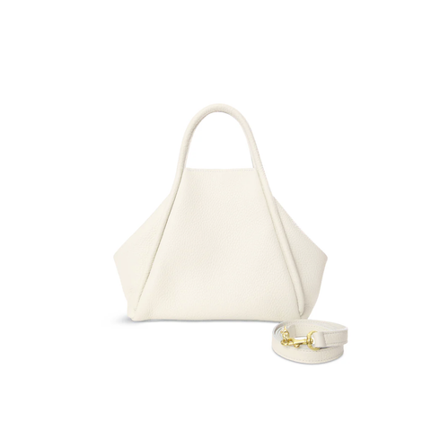 Original Taya Top Handle Crossbody in White Italian Buffalo Cowhide Leather