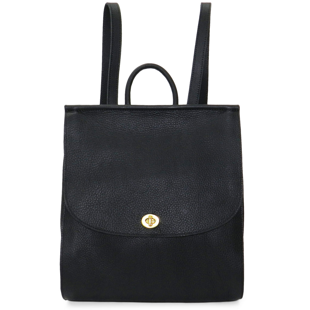 Amelia Backpack in Black Buffalo Cowhide Leather – oliveve