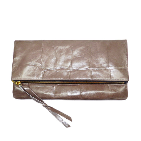 Anastasia Clutch in Taupe Grande Croco Leather