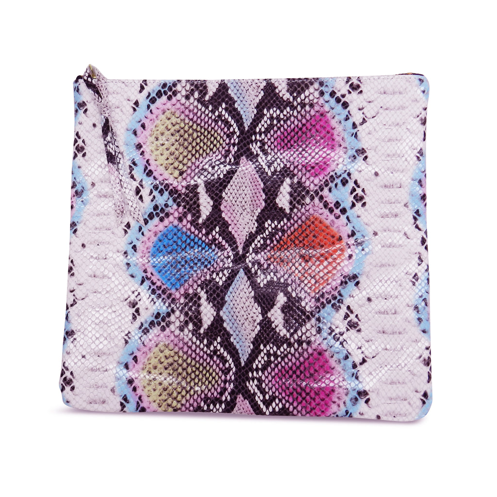 Anastasia Clutch in Cotton Candy Cobra Leather