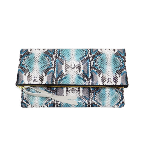 Anastasia Clutch in Teal Snake Leather