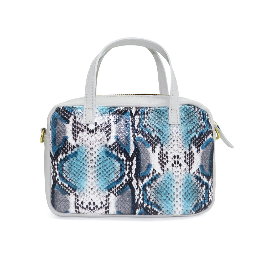 Cora Camera Crossbody in Teal Snake Leather