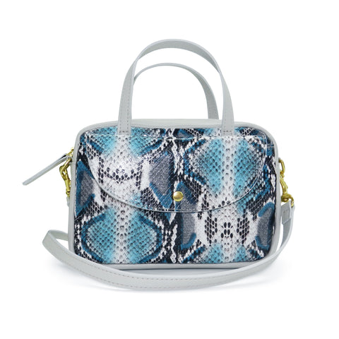 Cora Camera Crossbody in Teal Snake Leather