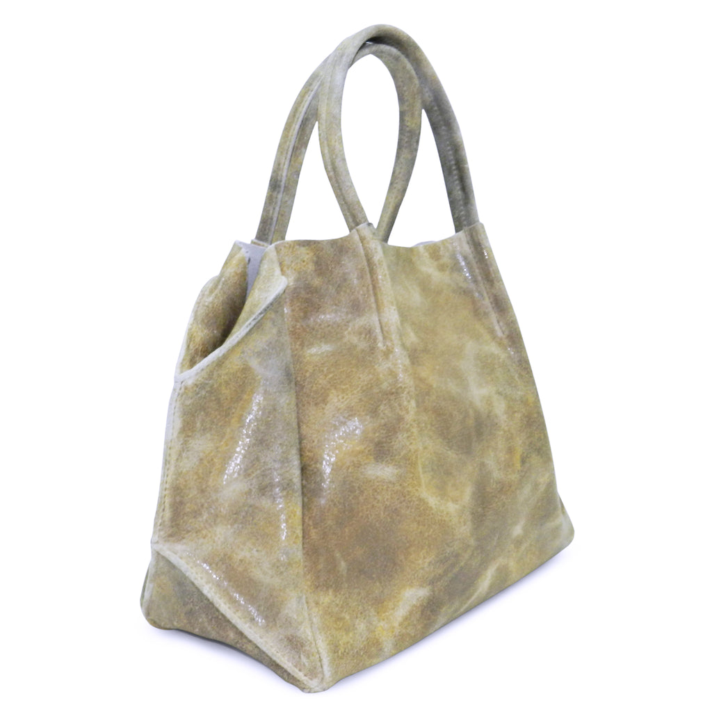zoe tote in ivory distressed cowhide leather