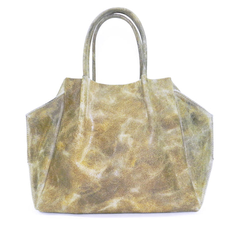 zoe tote in ivory distressed cowhide leather