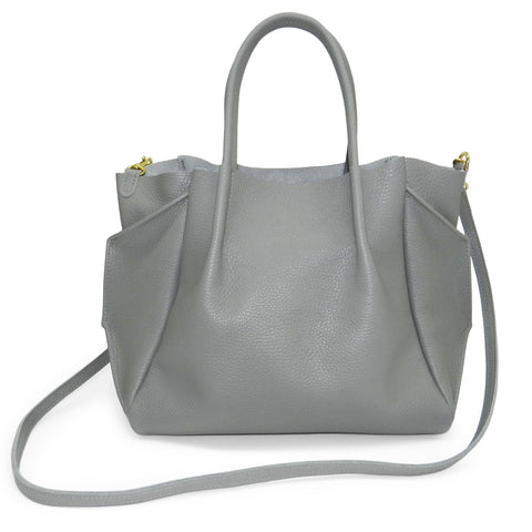 Zoe Tote in Grey Pebble Cowhide Leather