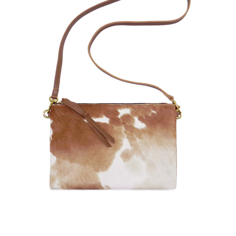 Queenie Crossbody in Brown & White Natural Haircalf