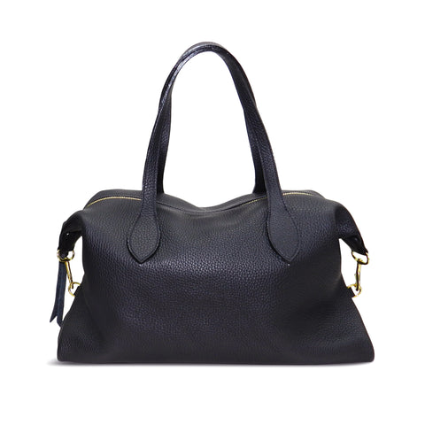 Sutton Convertible Satchel in Black Buffalo Cowhide Leather