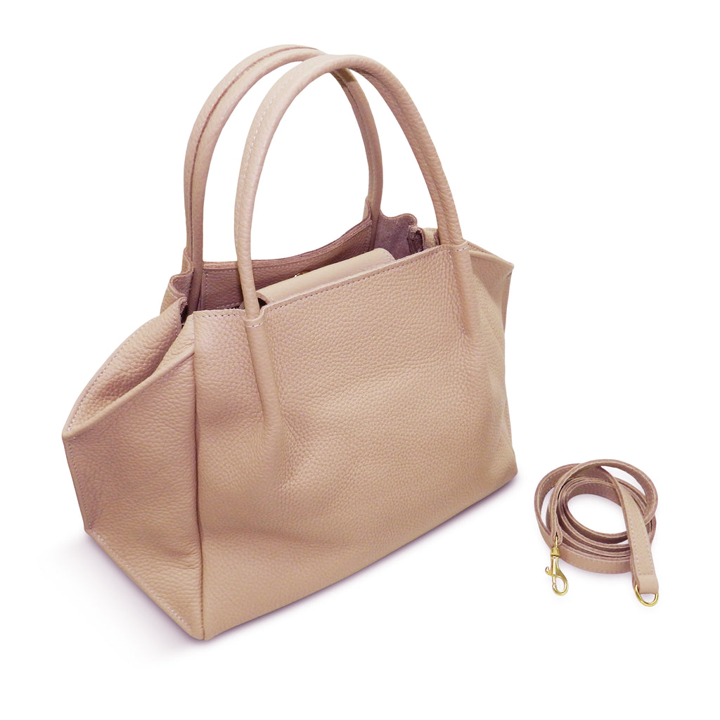 zoe tote in natural brown haircalf & cognac pebble leather – oliveve