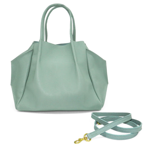 zoe tote in celeste pebble cowhide leather