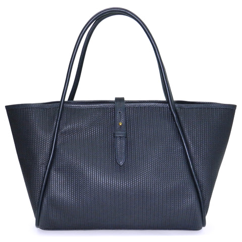 edie tote in navy woven leather