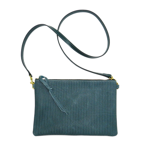 queenie crossbody in ocean woven leather