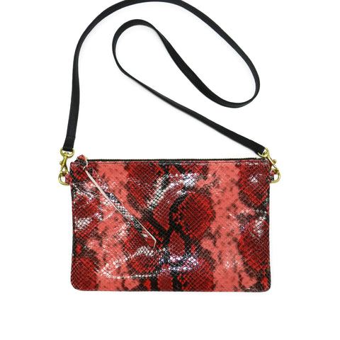 queenie crossbody in red python leather