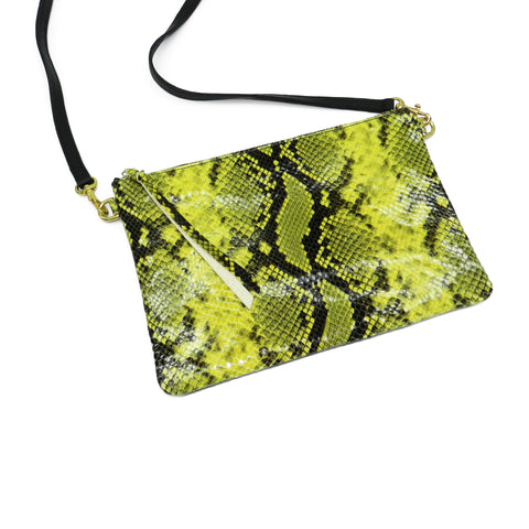 queenie crossbody in yellow python leather